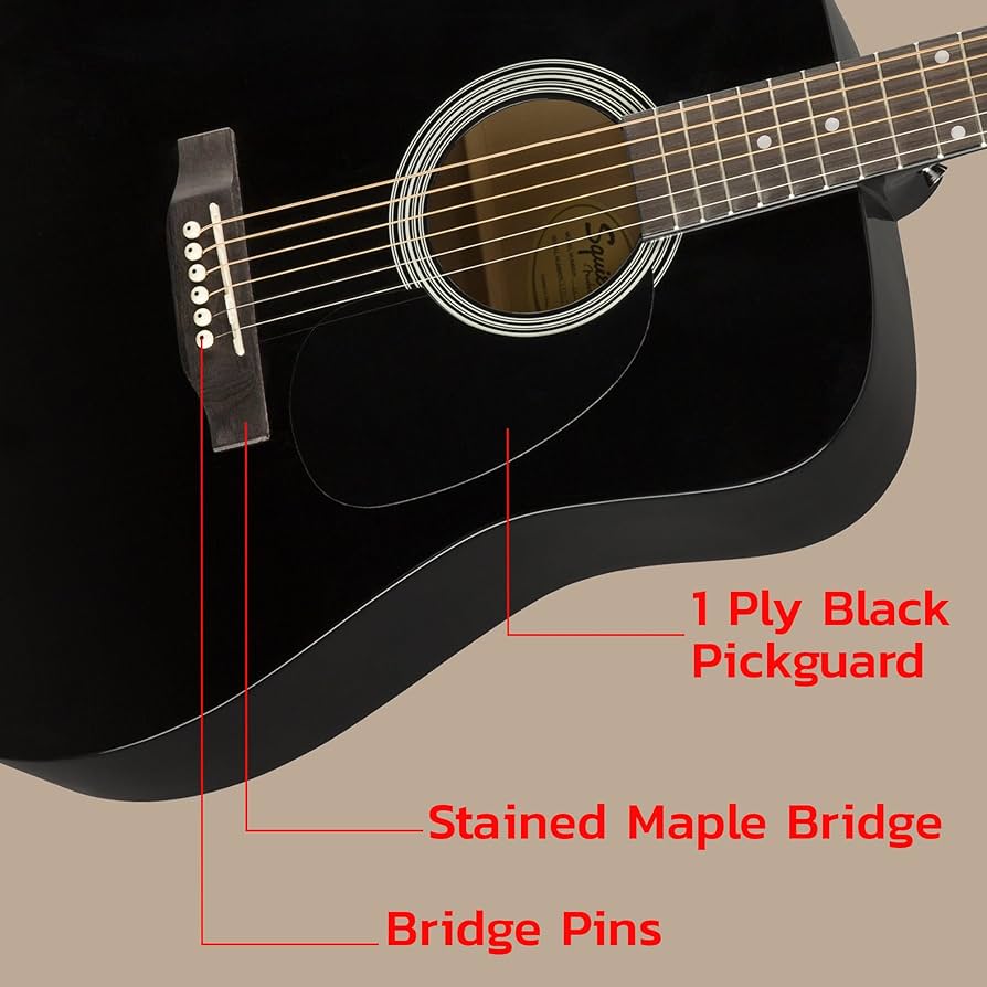 Amazon.com: Fender Dreadnought Acoustic Guitar - Black